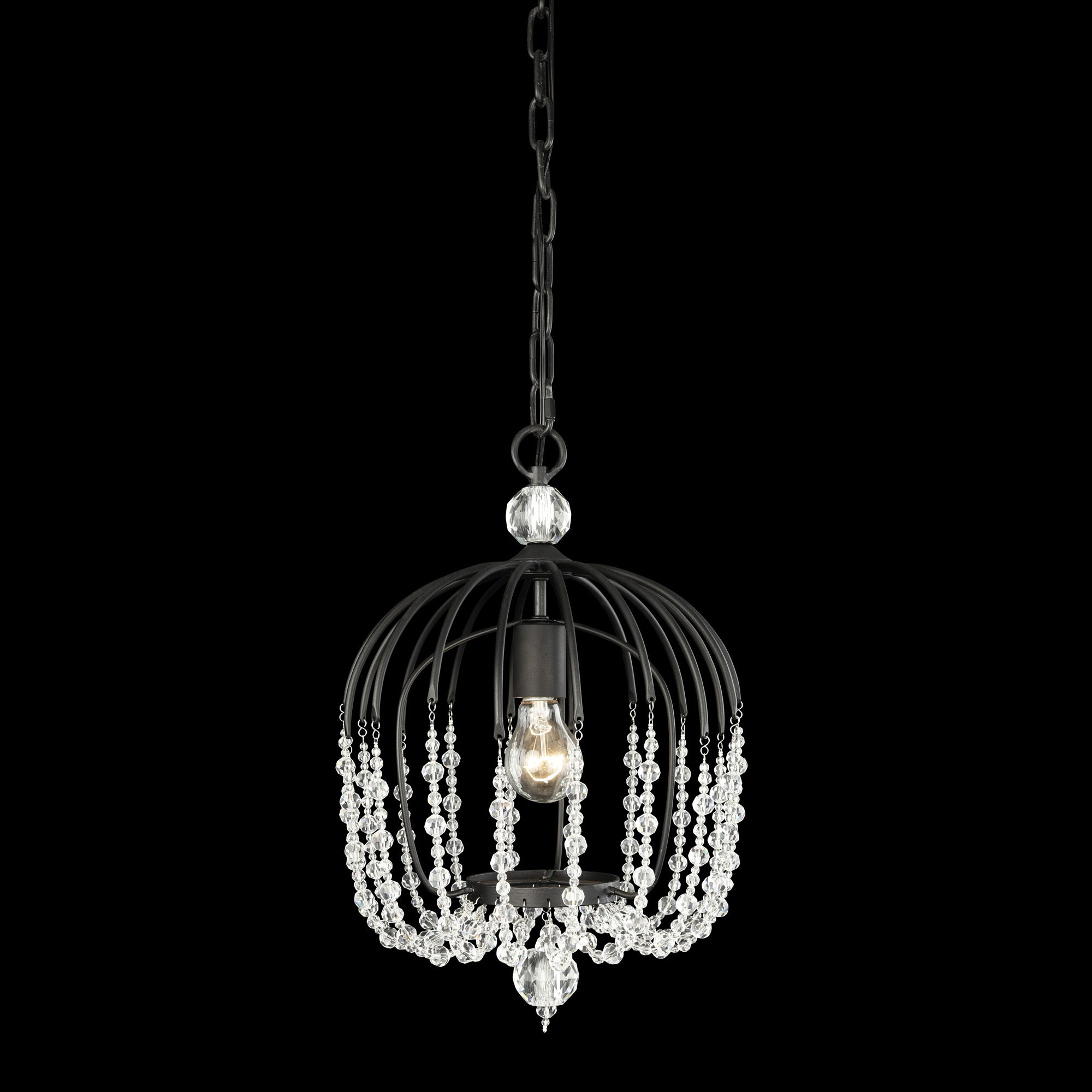 Voliere 1-Light Crystal Pendant - Matte Black