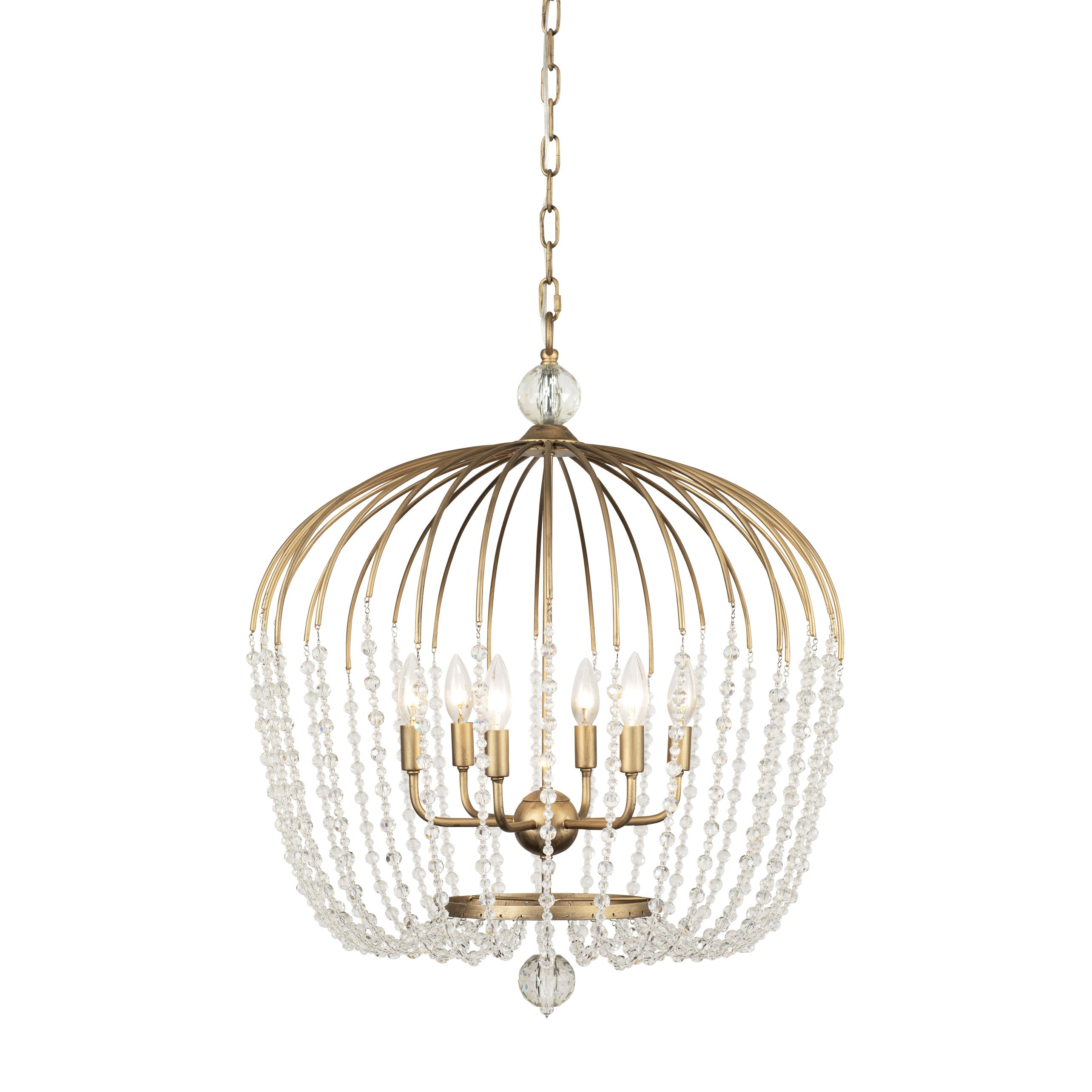 Voliere 6-Light Crystal Tall Pendant - Havana Gold