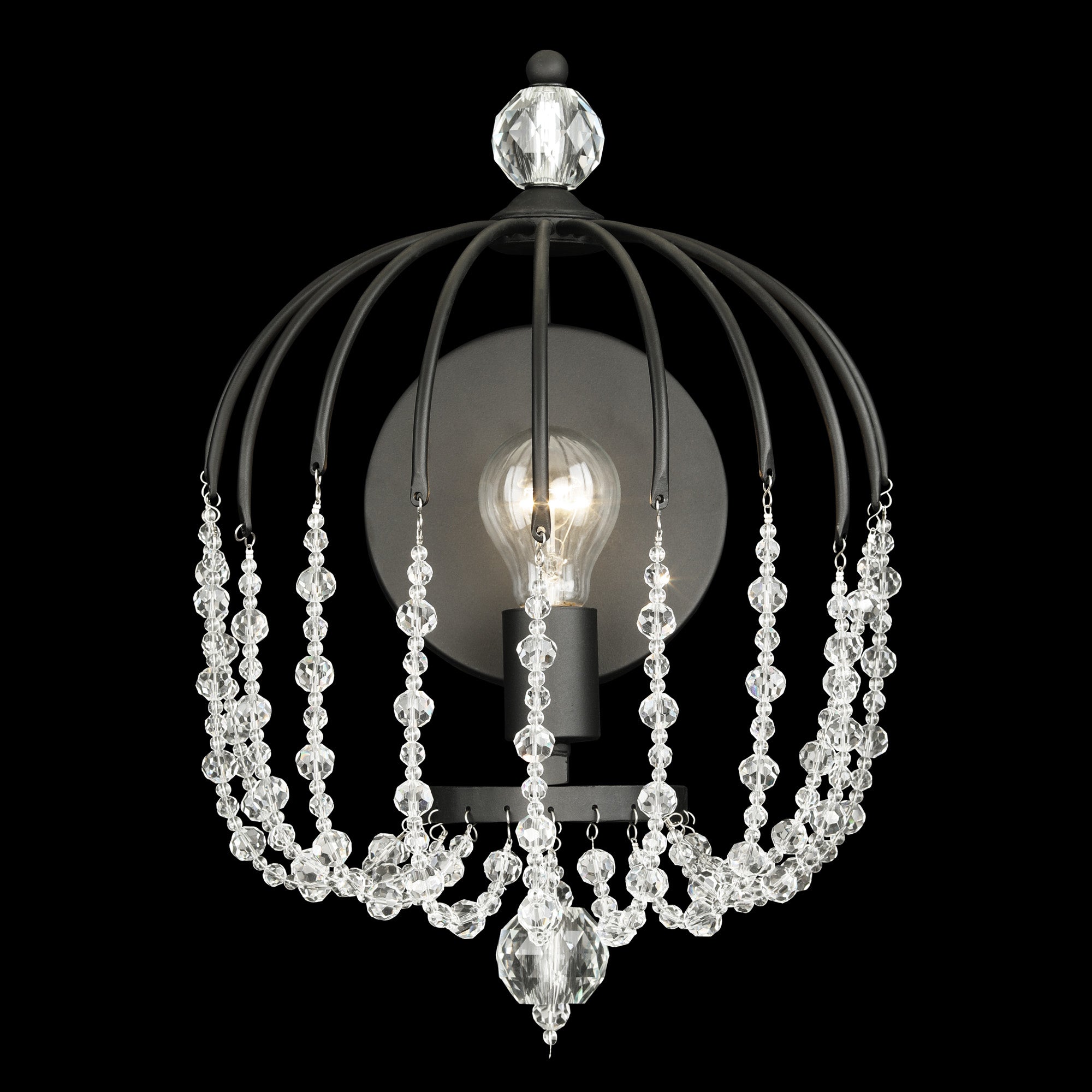 Voliere 1-Light Crystal Wall Sconce - Matte Black