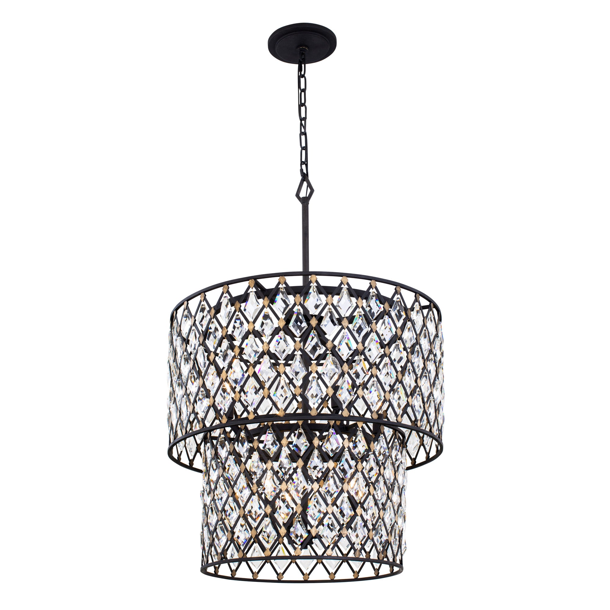 Windsor 7-Light 2-Tier Crystal Chandelier - Carbon/Havana Gold