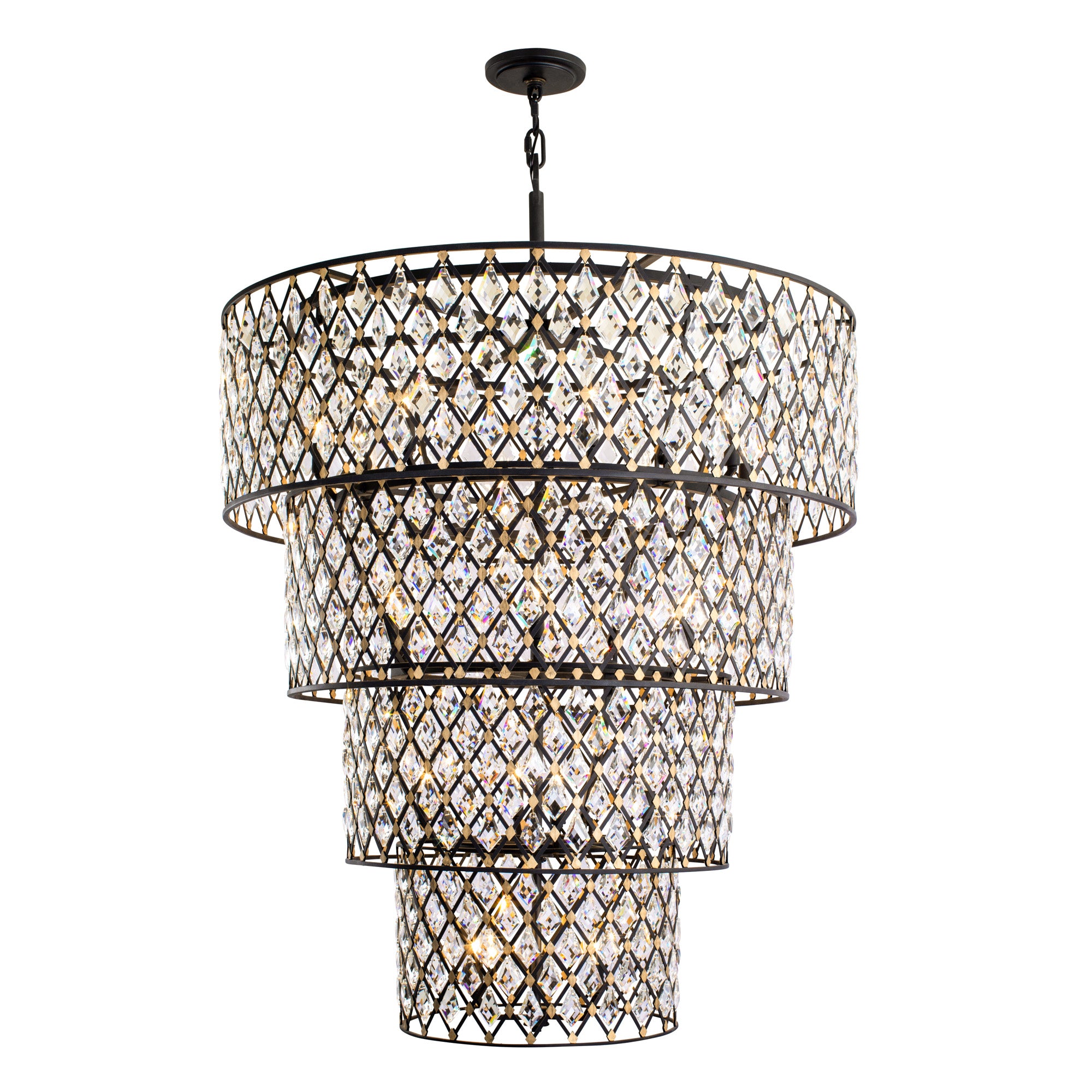 Windsor 21-Light 4-Tier Crystal Chandelier - Carbon/Havana Gold