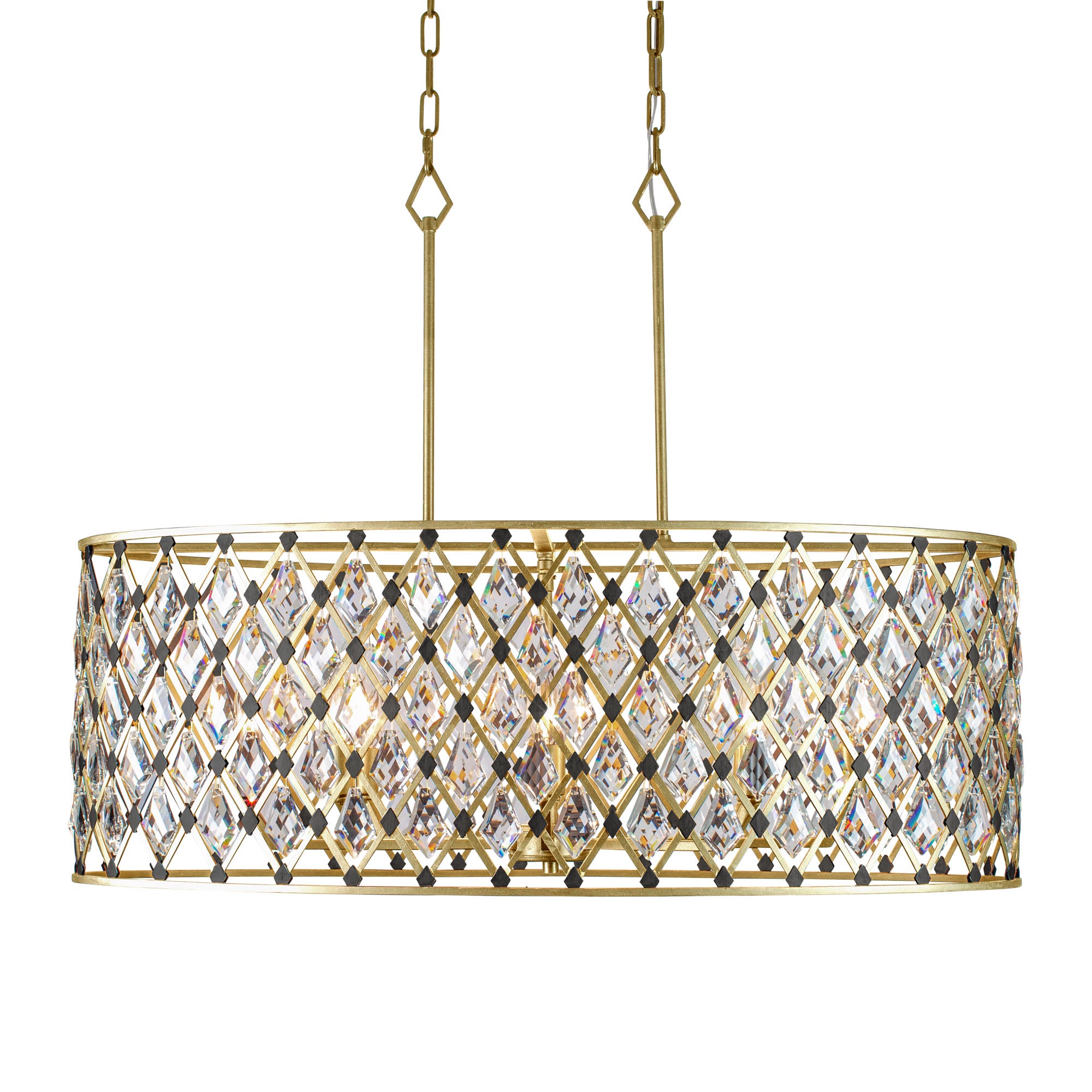 Windsor 8-Light Oval Crystal Linear Pendant - French Gold/Matte Black