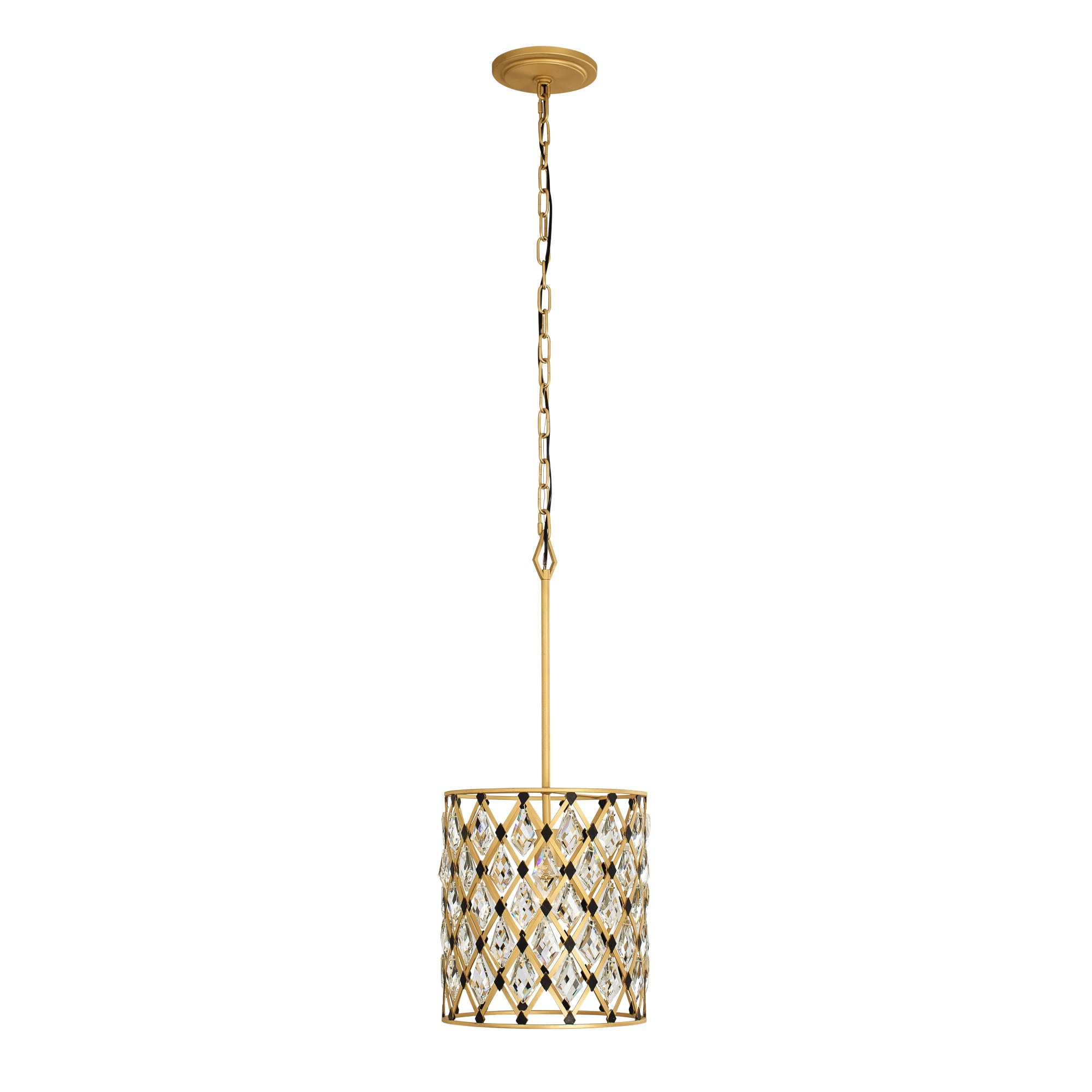 Windsor 1-Light Crystal Pendant - French Gold/Matte Black