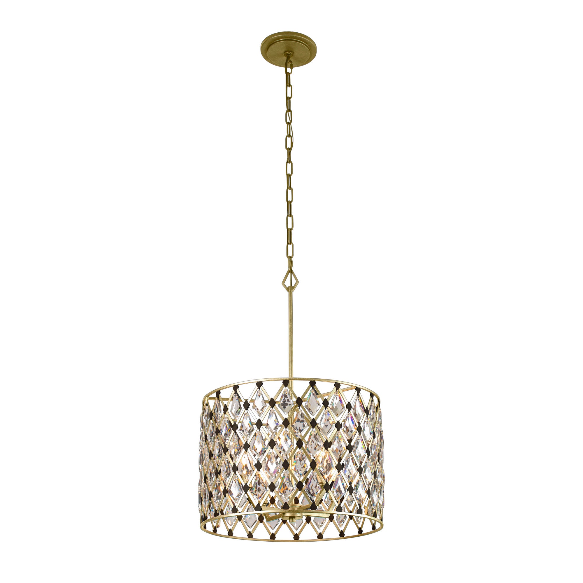 Windsor 4-Light Crystal Pendant - French Gold/Matte Black
