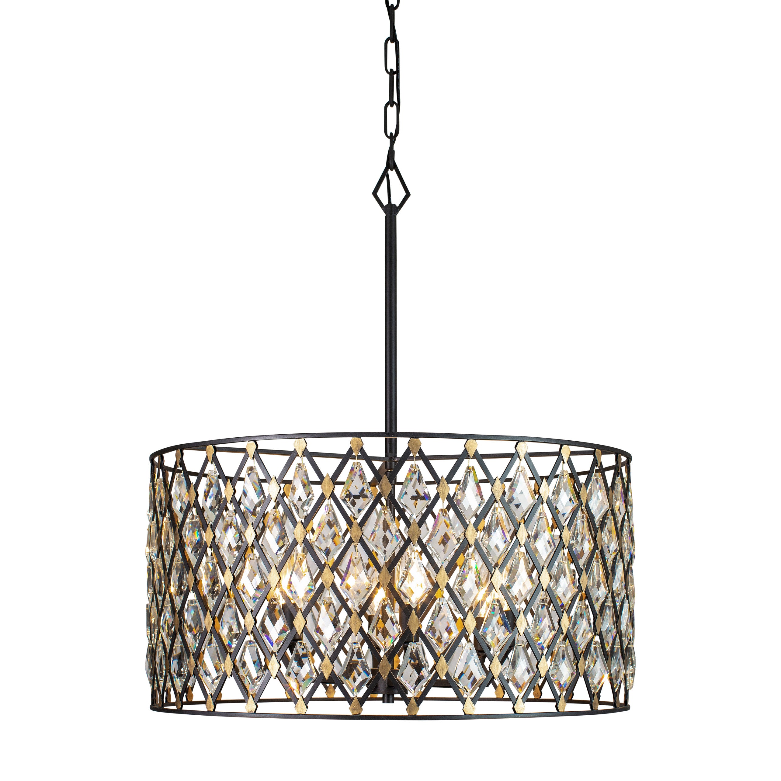 Windsor 6-Light Crystal Pendant - Carbon/Havana Gold