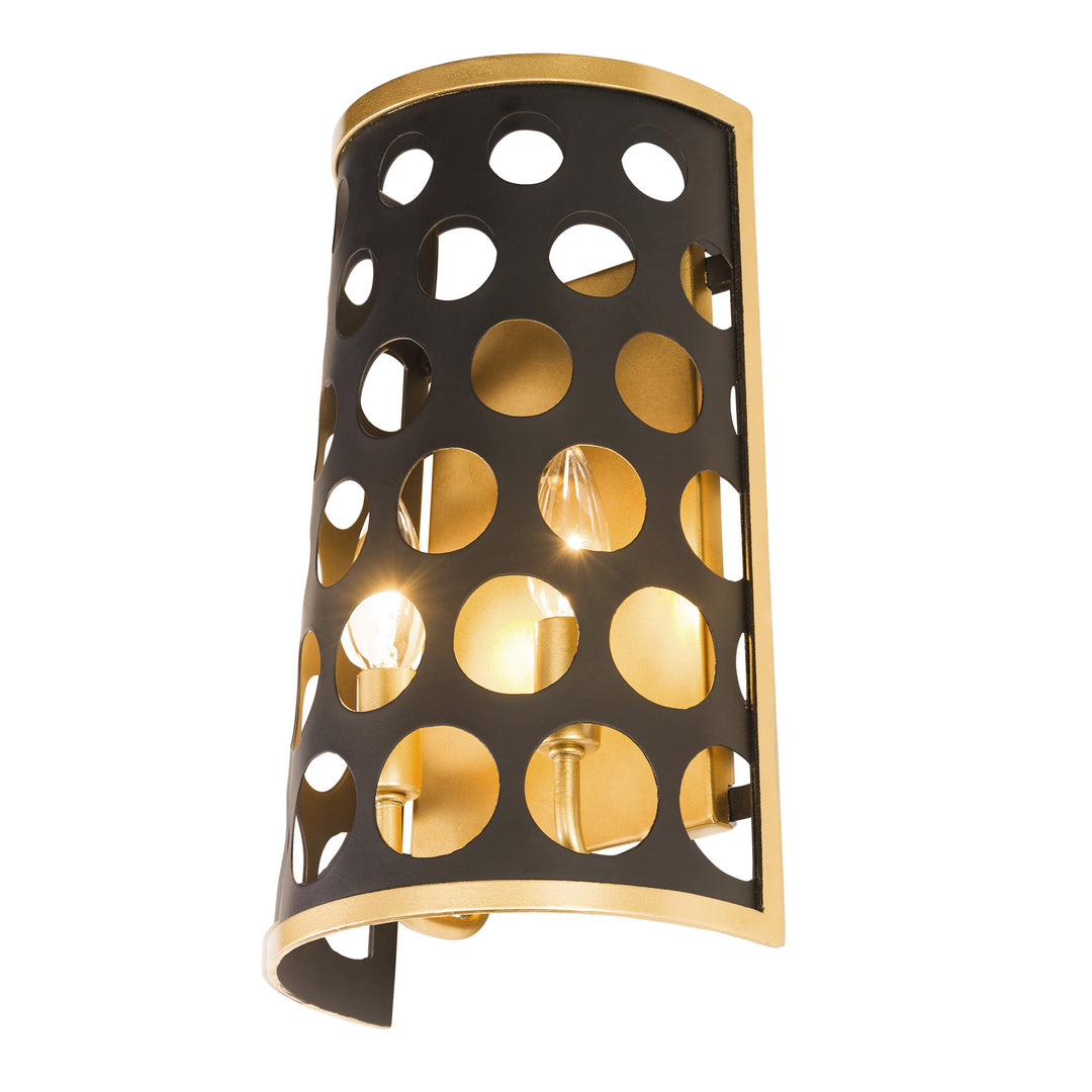 Bailey 346W02MBFG 2-Light Wall Sconce - Matte Black/French Gold