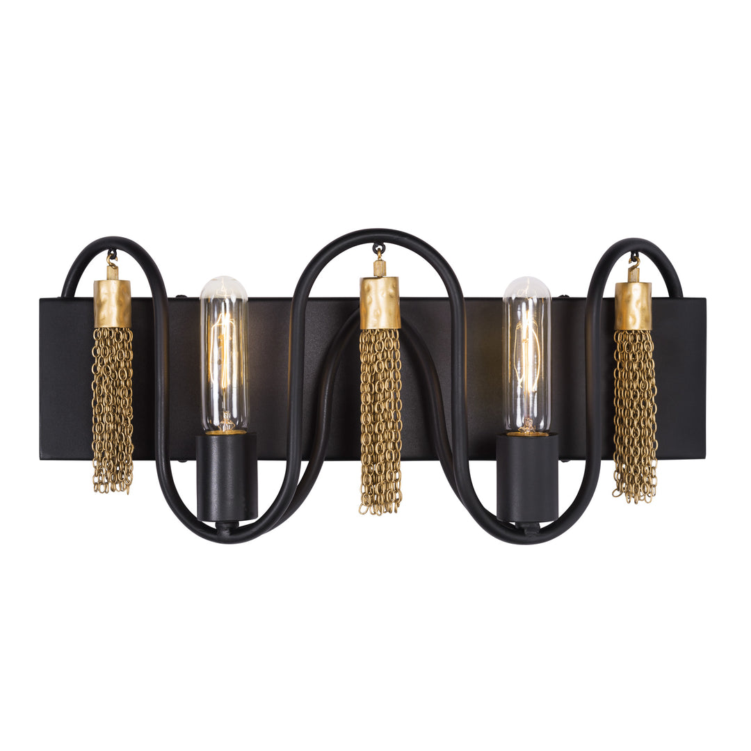 Darden 354B02MBAG 2-Lt Bath Fixture - Matte Black/Antique Gold