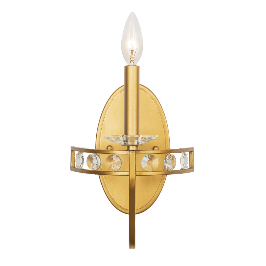 Monroe 363W01AG 1-Light Crystal Wall Sconce - Antique Gold