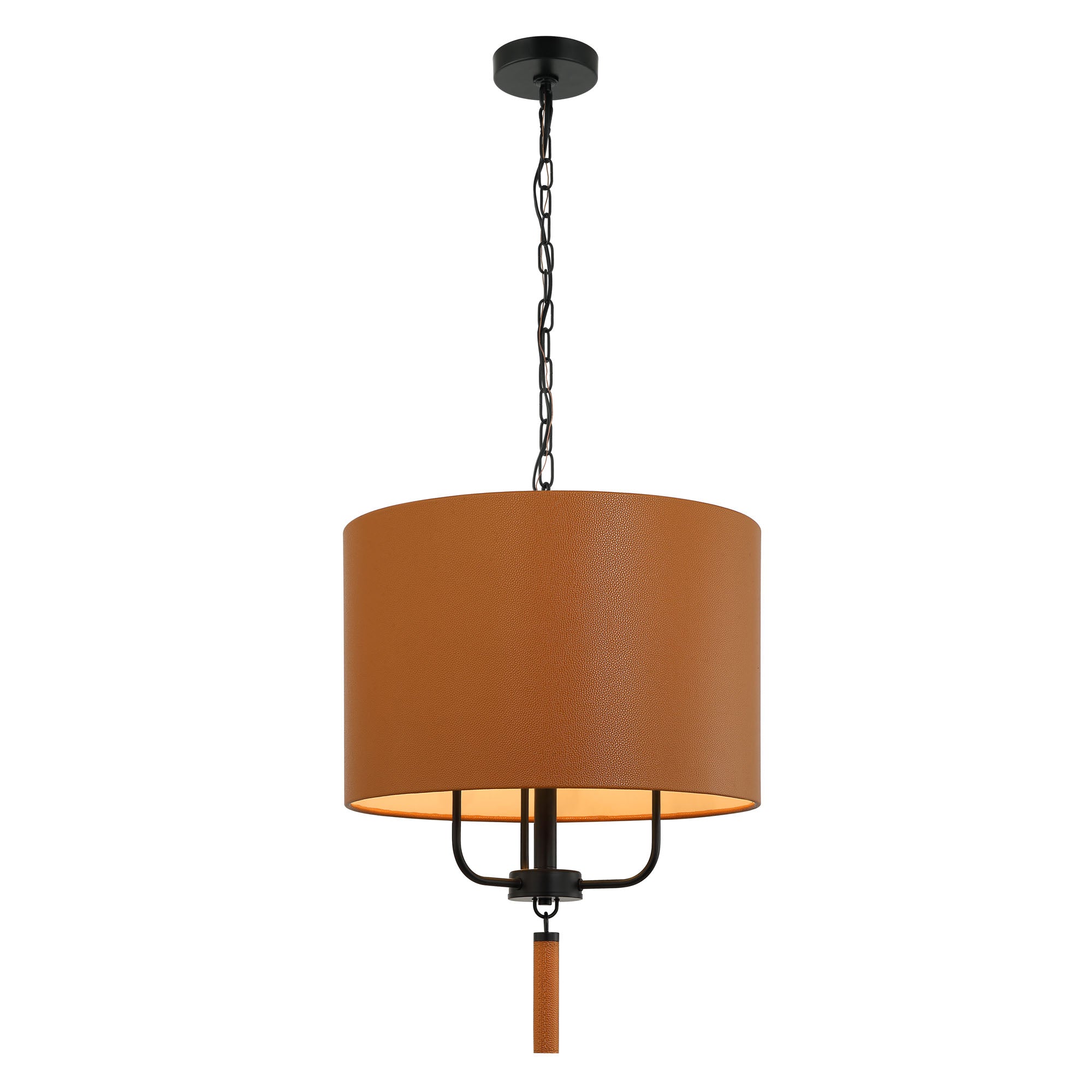 Secret Agent 3-Light Pendant - Black/Camel Leather
