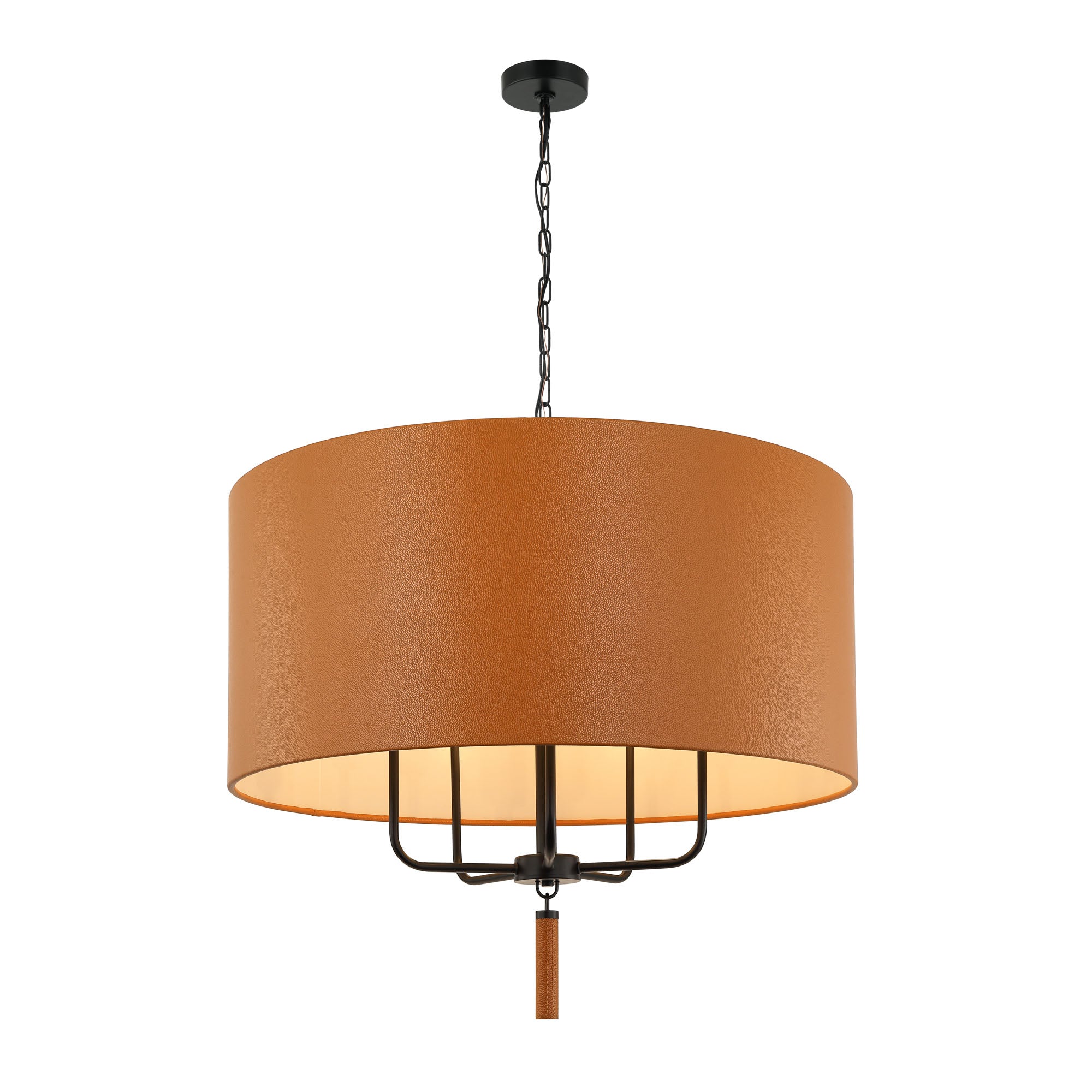 Secret Agent 5-Light Pendant - Black/Camel Leather