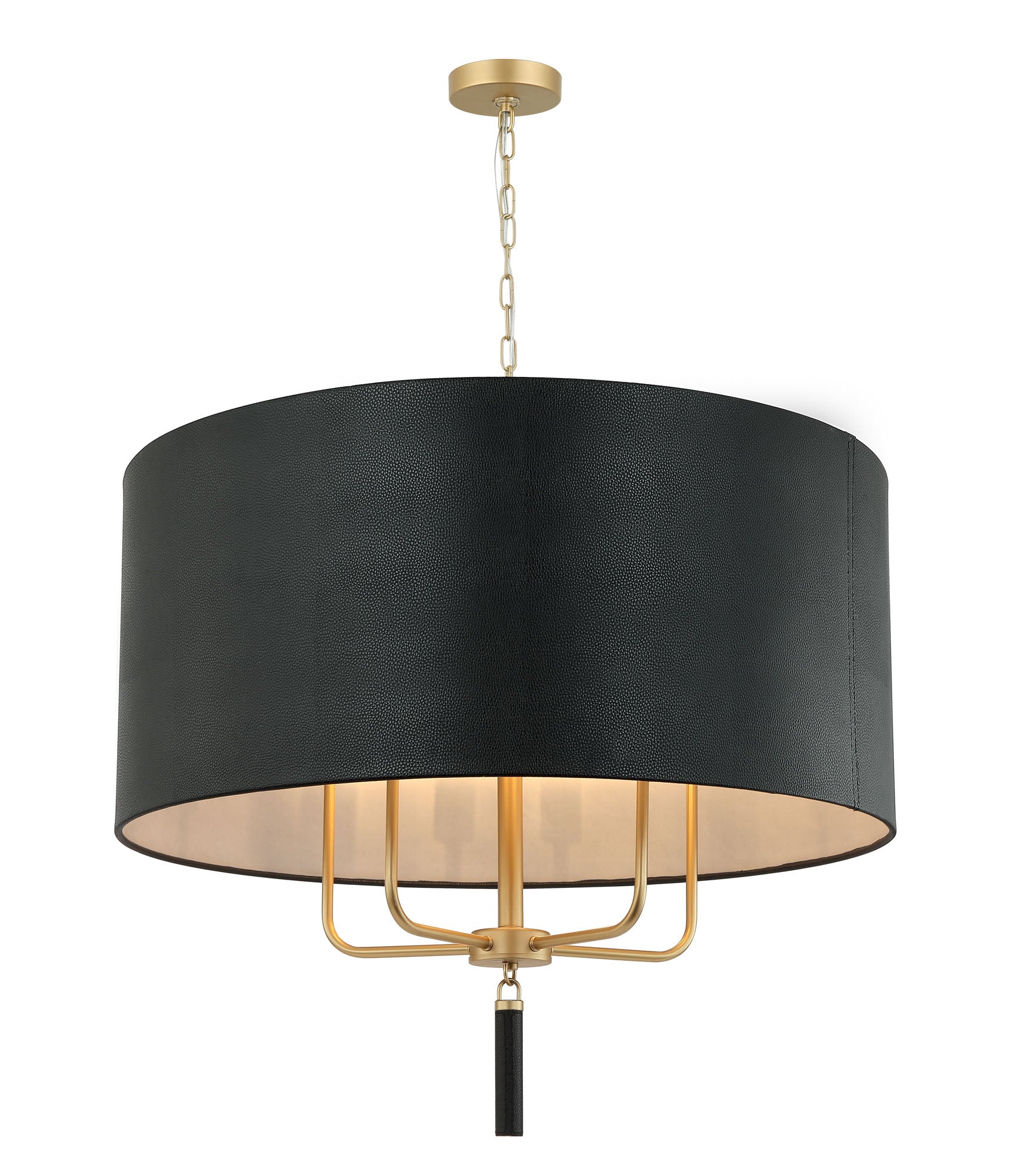 Secret Agent 5-Light Pendant - Gold/Black Leather