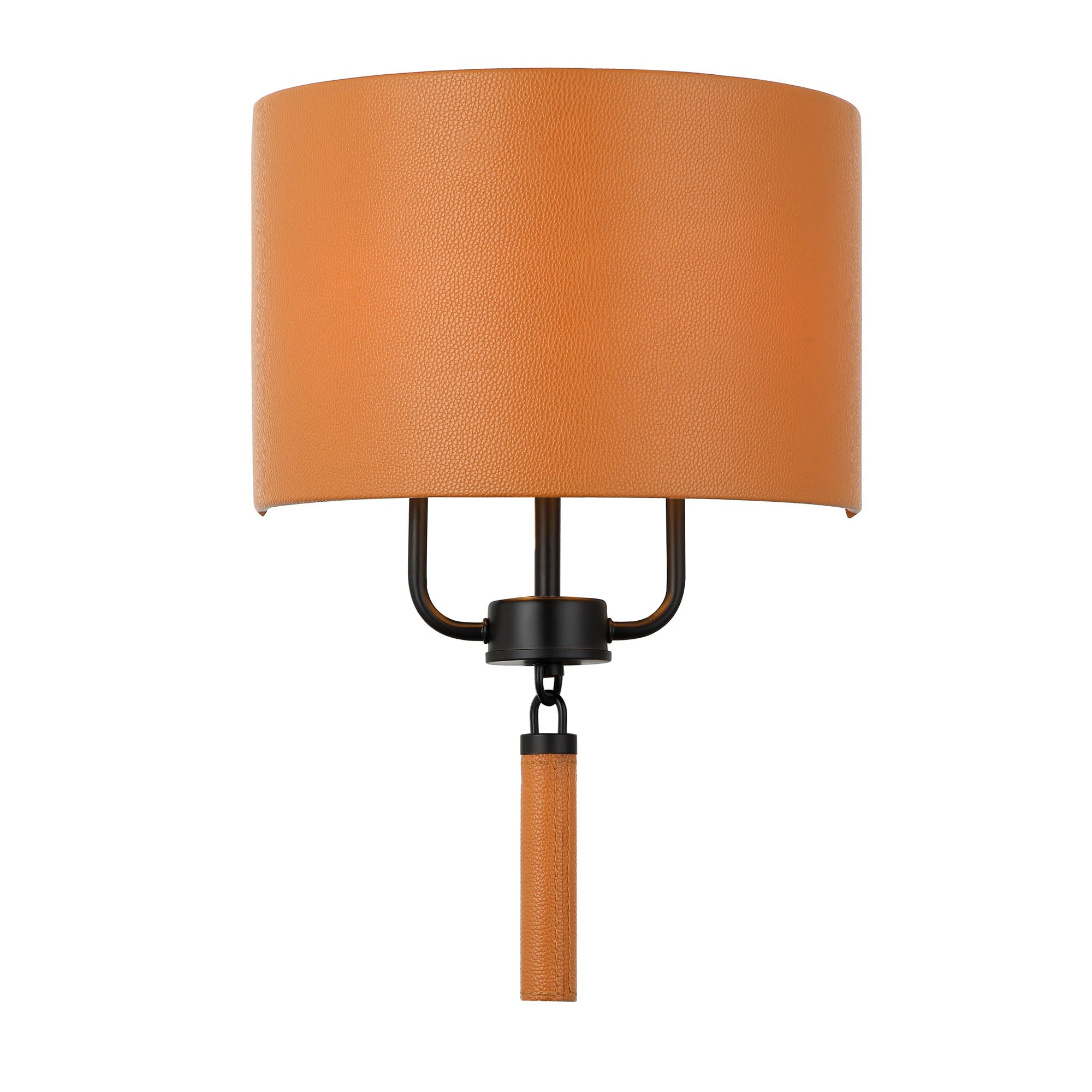 Secret Agent 2-Light Sconce - Black/Camel Leather