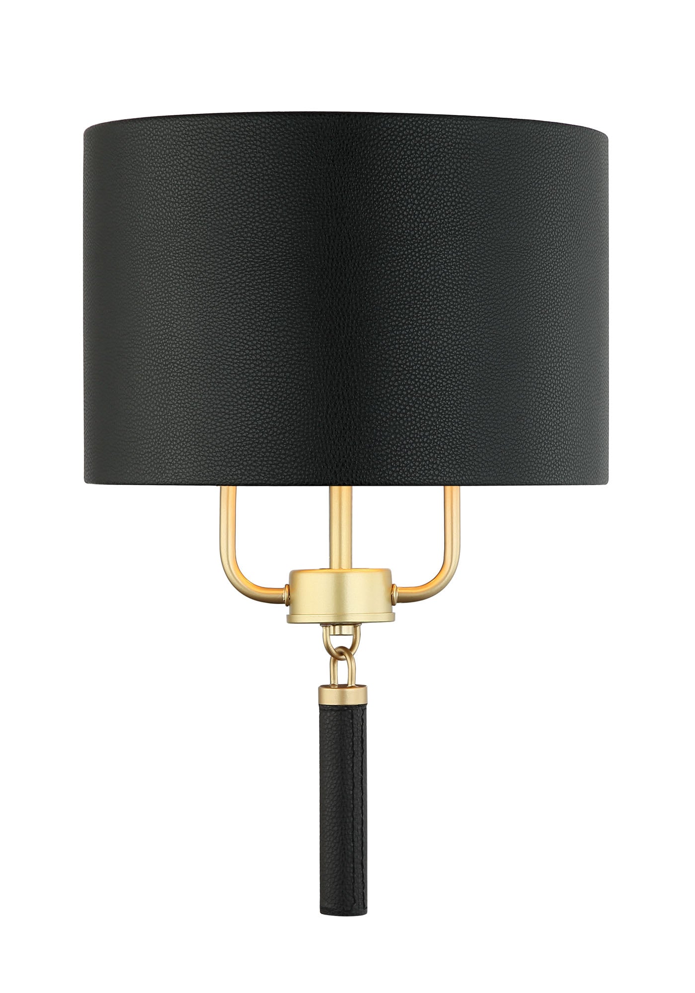 Secret Agent 2-Light Sconce - Gold/Black Leather