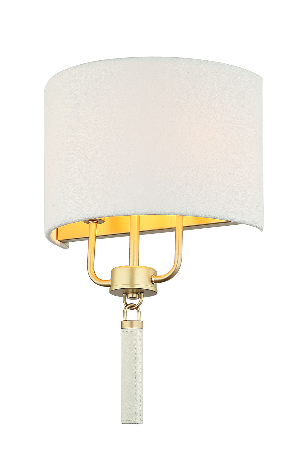 Secret Agent 368W02GOW 2-Light Wall Sconce - Painted Gold/White Leather