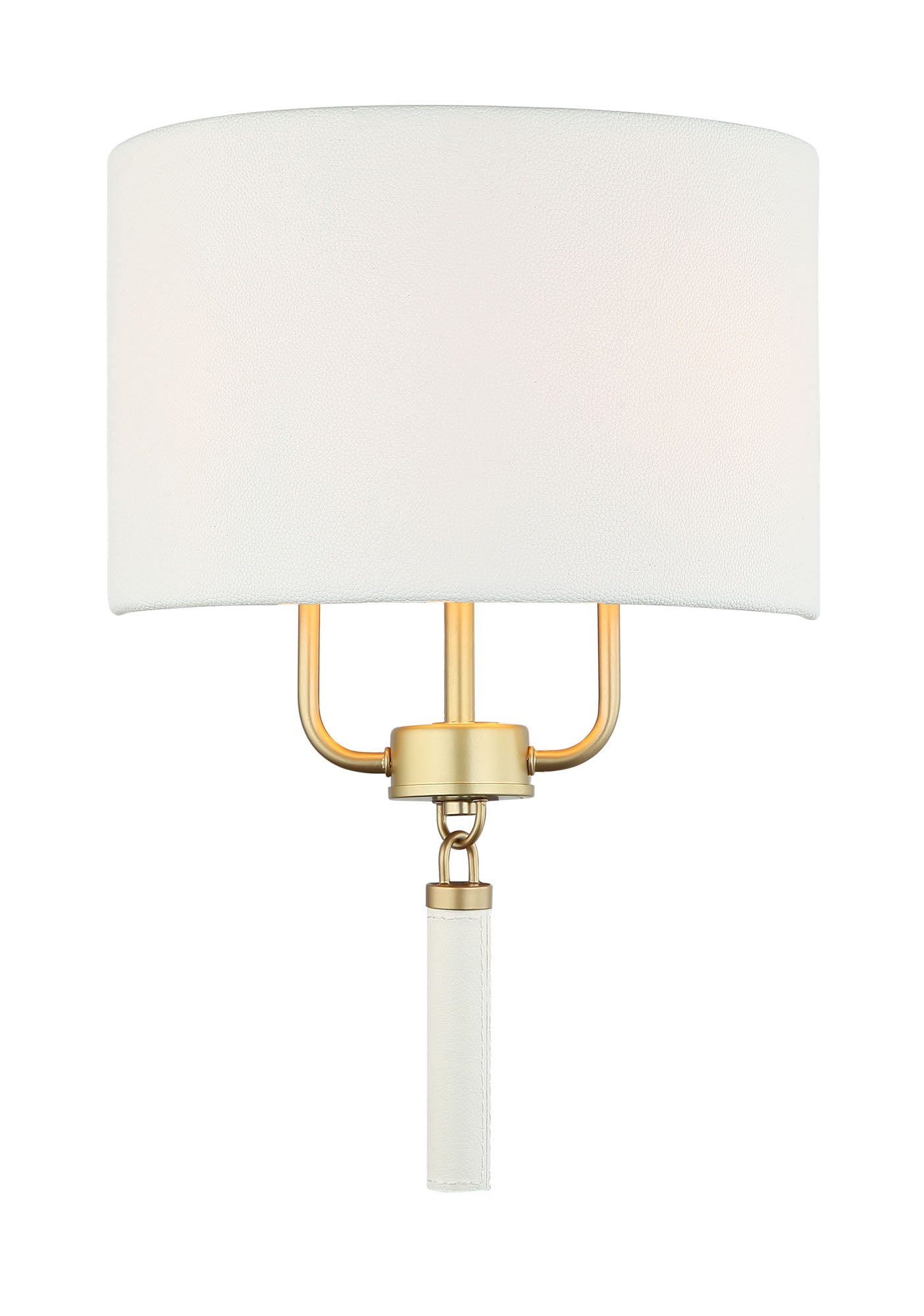 Secret Agent 2-Light Sconce - Gold/White Leather