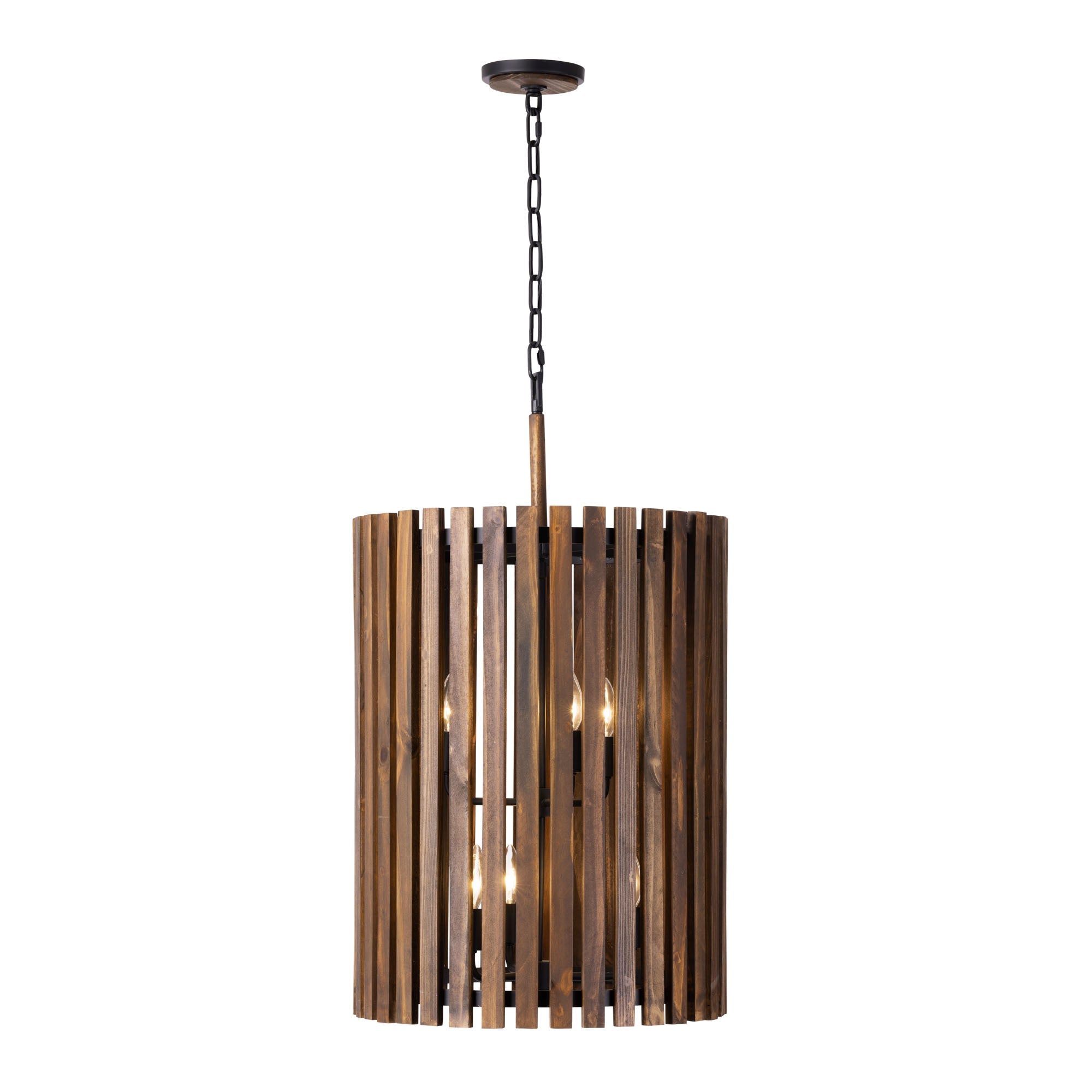 Suratto 6-Light Foyer - Matte Black/Medium Walnut