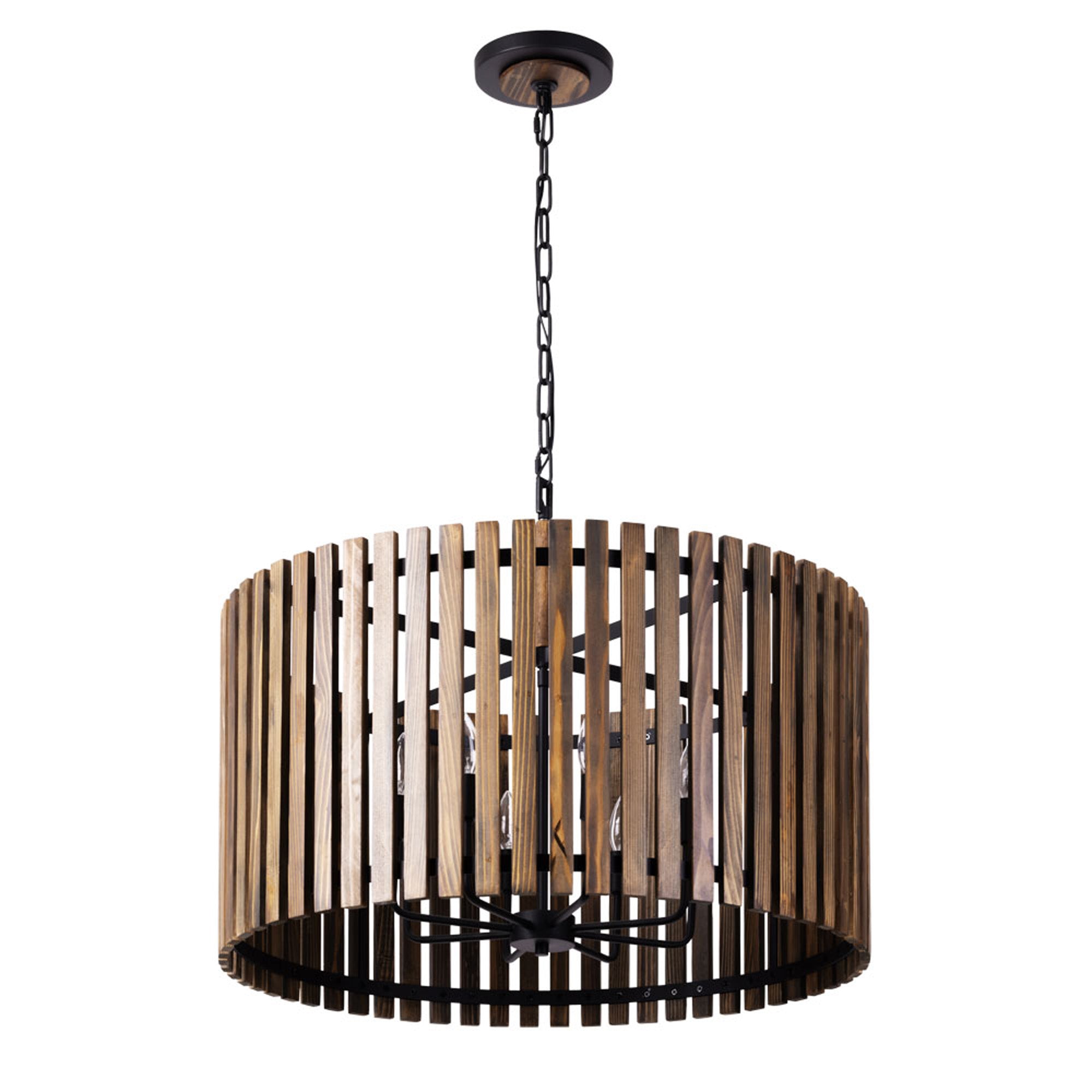 Suratto 387P08MBW 8-Light Pendant Light - Matte Black/Medium Walnut