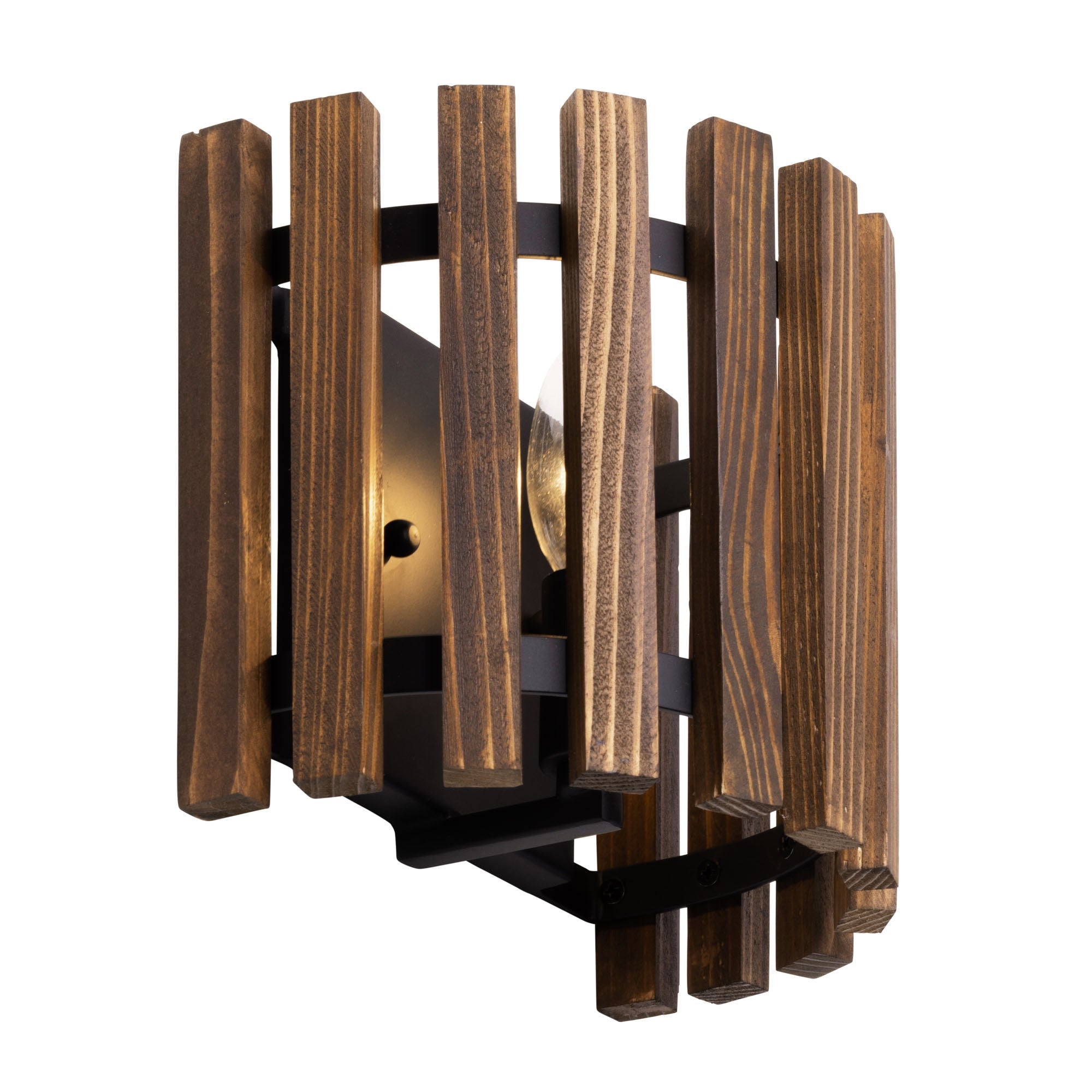 Suratto 387W01MBW 1-Light Wall Sconce - Matte Black/Medium Walnut
