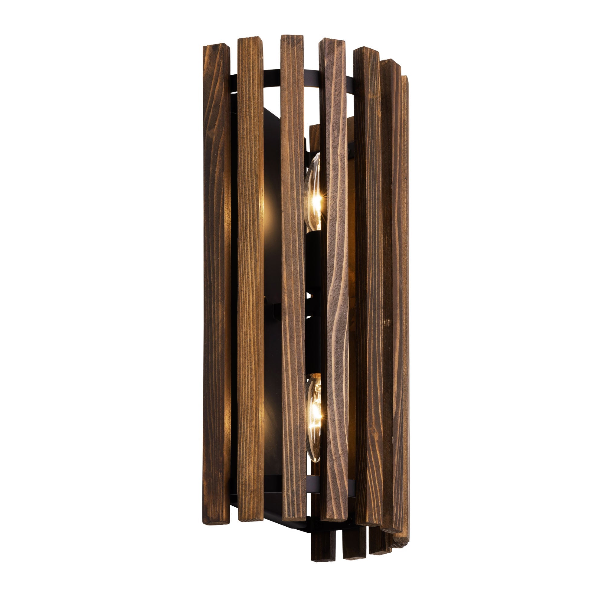 Suratto 387W02MBW 2-Light Wall Sconce - Matte Black/Medium Walnut