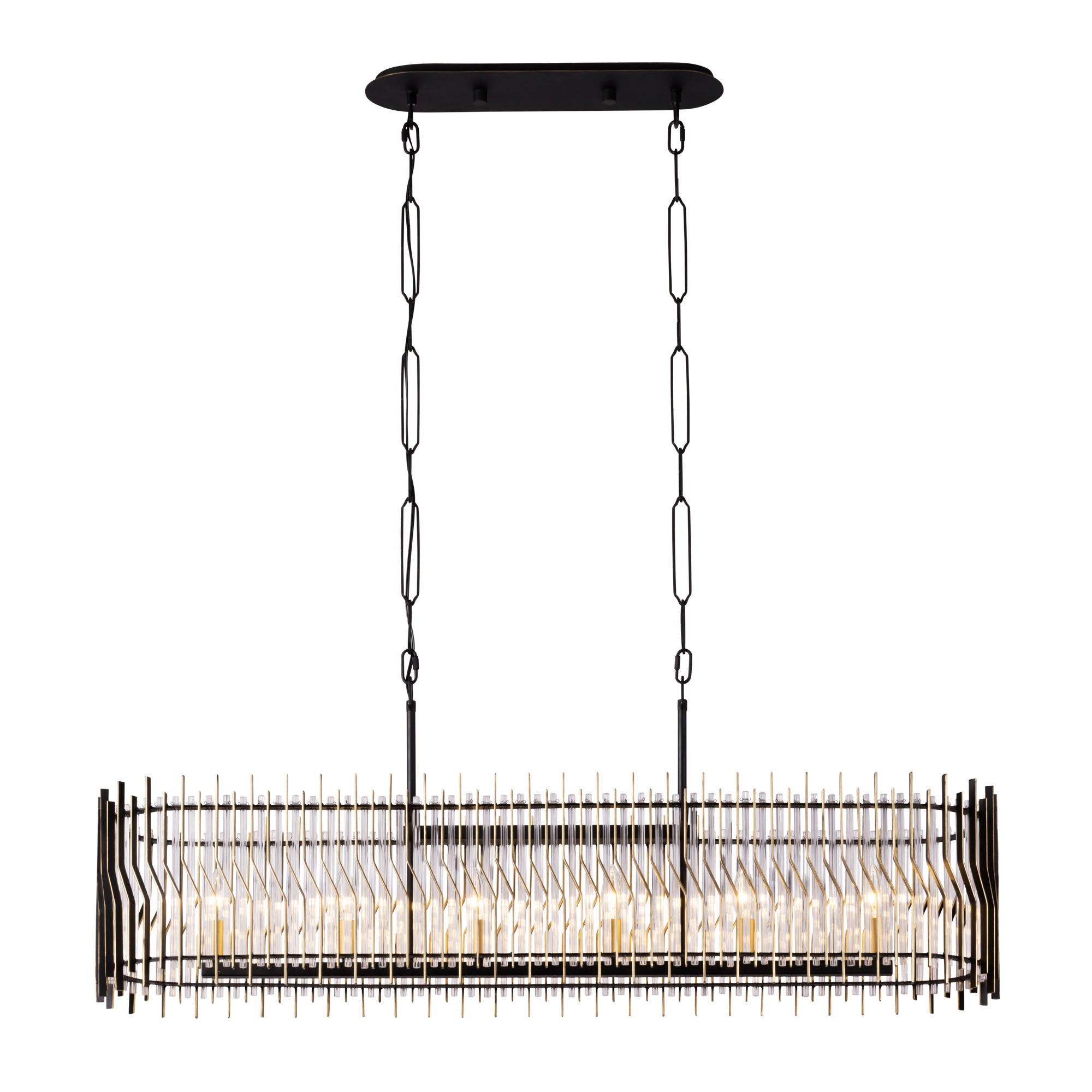 Park Row 393N06MBFG 6-Light Kitchen Island Pendant - Matte Black/French Gold