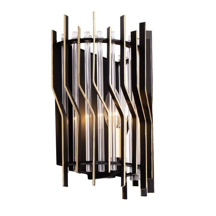 Park Row 393W01MBFG 1-Light Wall Sconce - Matte Black/French Gold