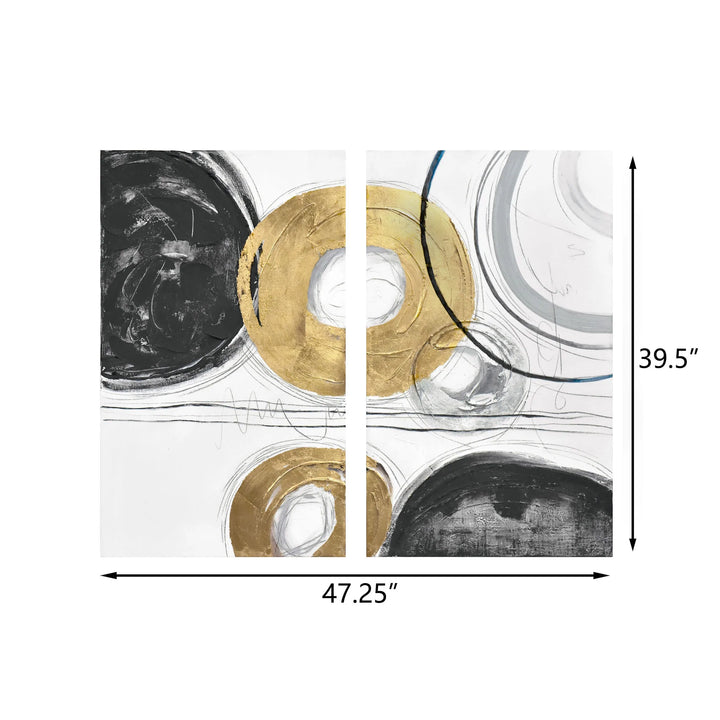 Circle Gets The Square 435WA10 3D Diptych Wall Art with Dimensions in Inches
