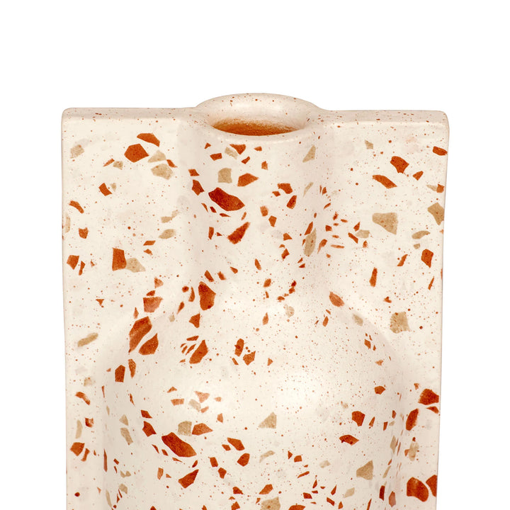 Urbino 445VA09D Ceramic Vase - White Terrazzo/Terracotta Detail