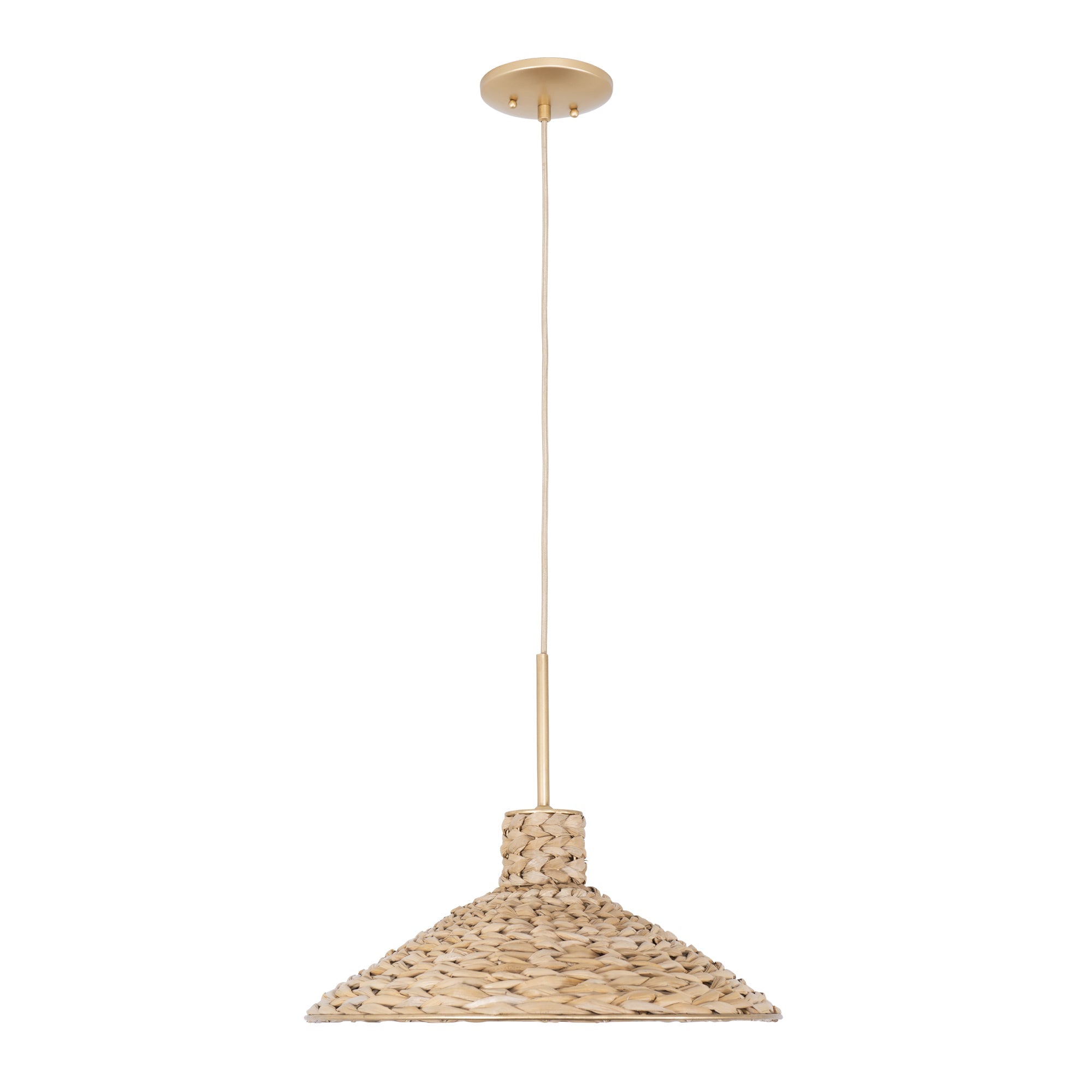 Hilton Head 502P01MFGN 1-Light Medium Pendant Light - French Gold/Natural Seagrass
