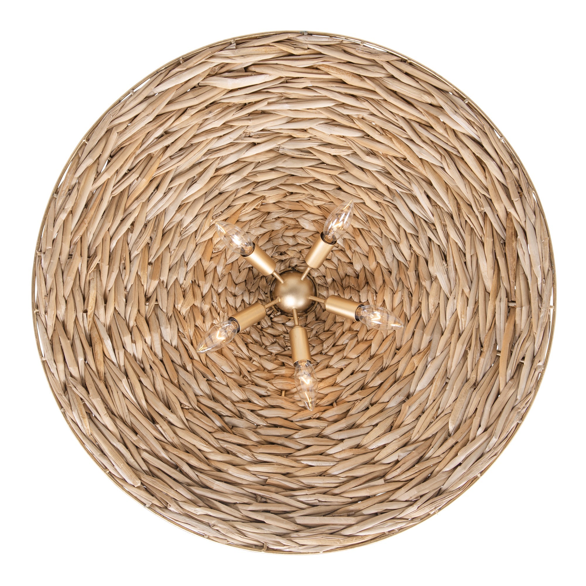 Hilton Head 502P05FGN 5-Light Large Pendant Light - French Gold/Natural Seagrass