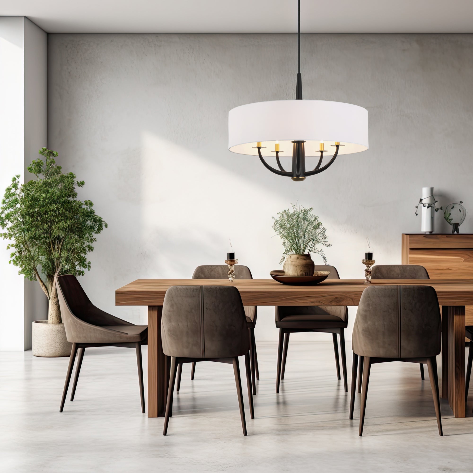 Patchwork 503P05BLSB 5-Light Pendant Light - Black/Satin Brass