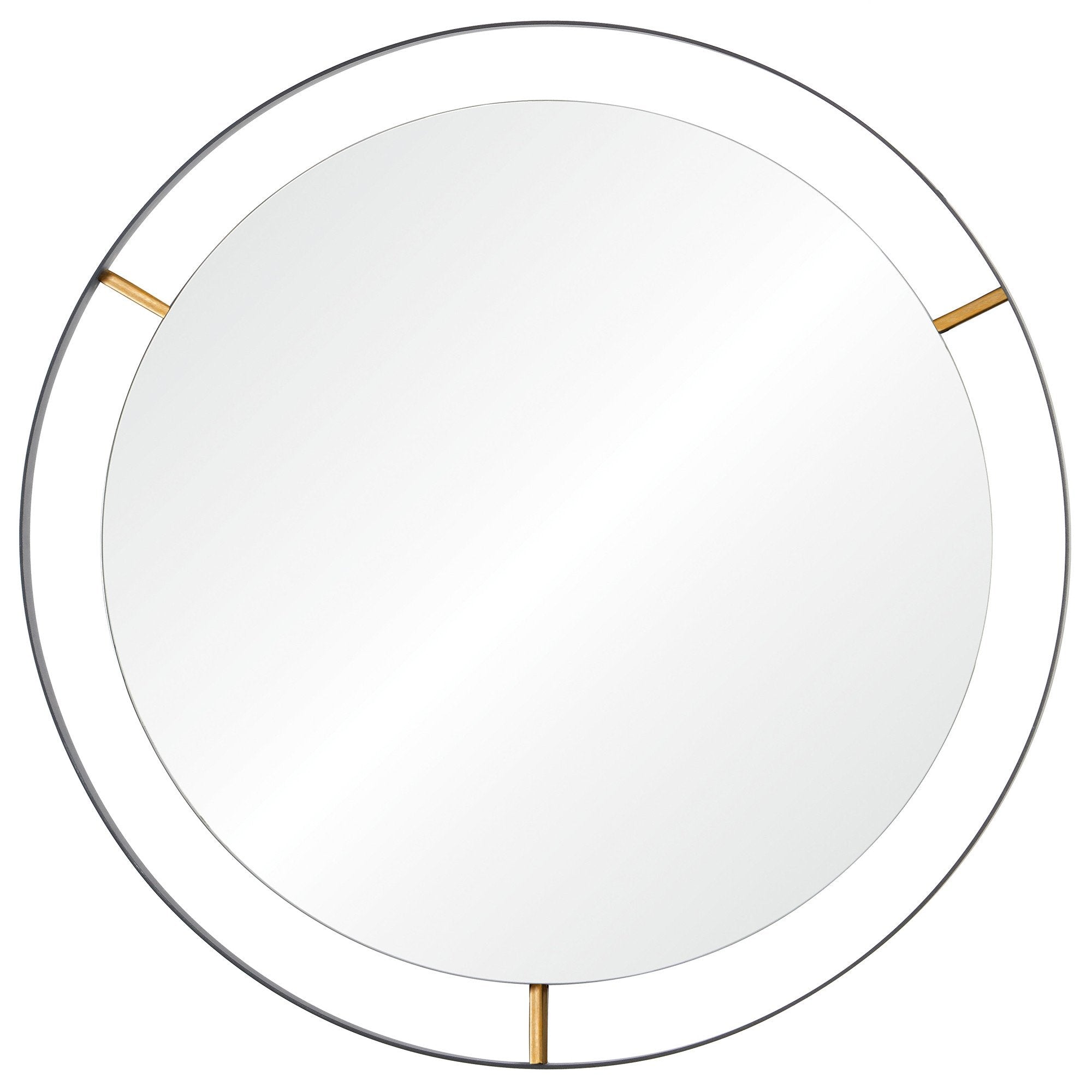 Framed 610010 30-In Round Wall Mirror - Black w/ Antique Gold