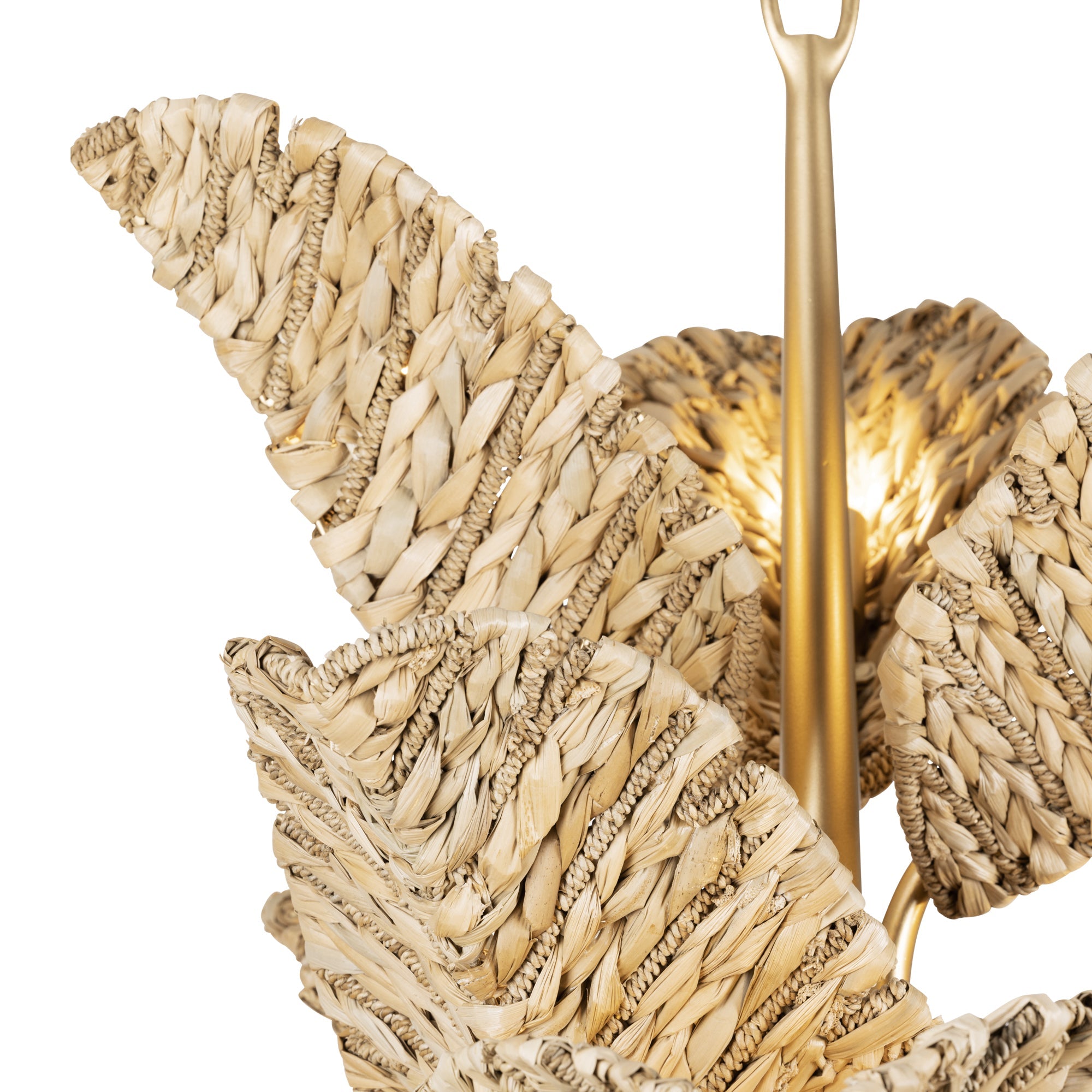 Banana Leaf 901C12FGN 12-Light Chandelier - French Gold/Natural Seagrass