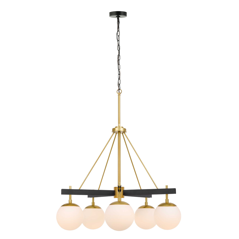 Allie 352C05BLSB 5-Light Chandelier - Black/Satin Brass