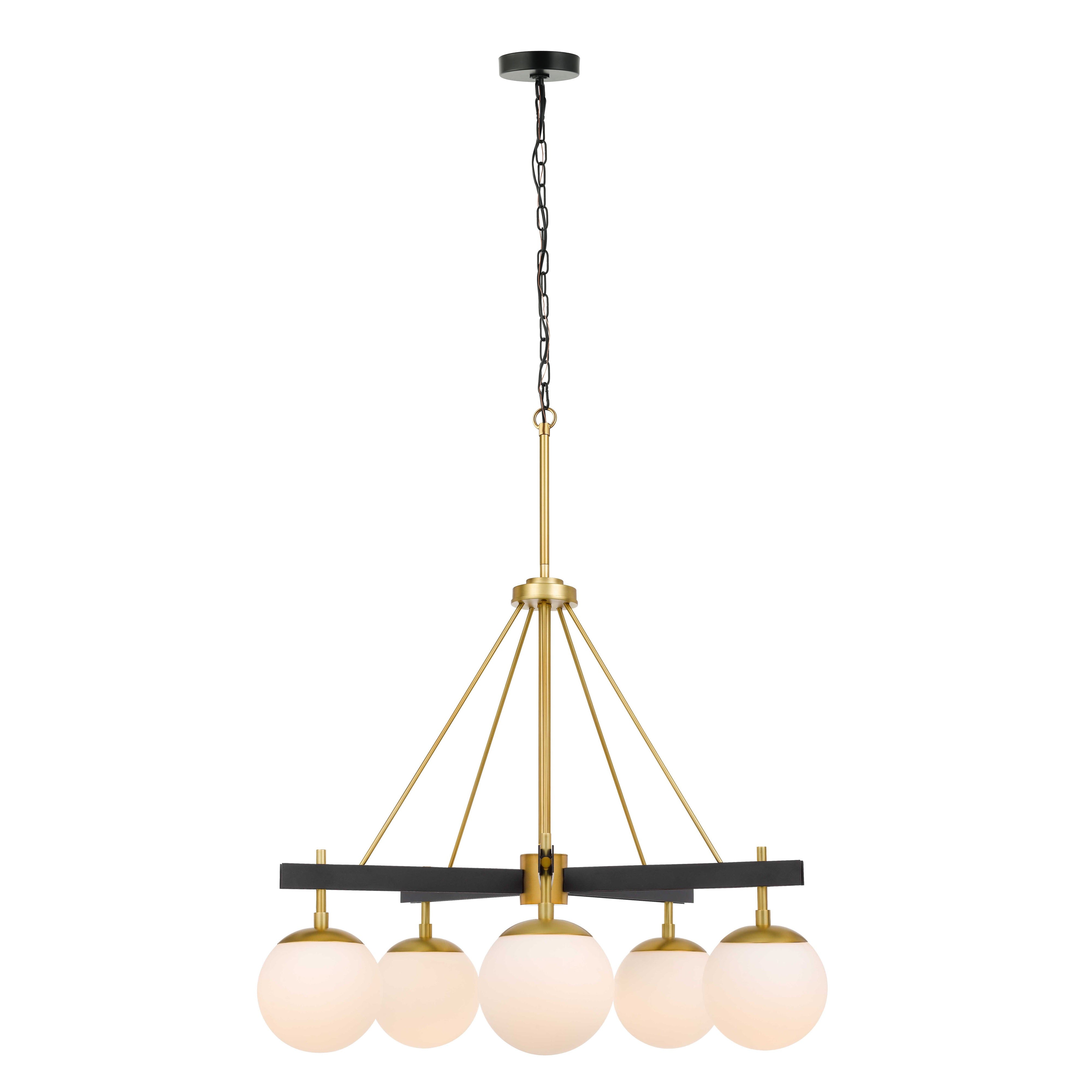 Allie 352C05BLSB 5-Light Chandelier - Black/Satin Brass