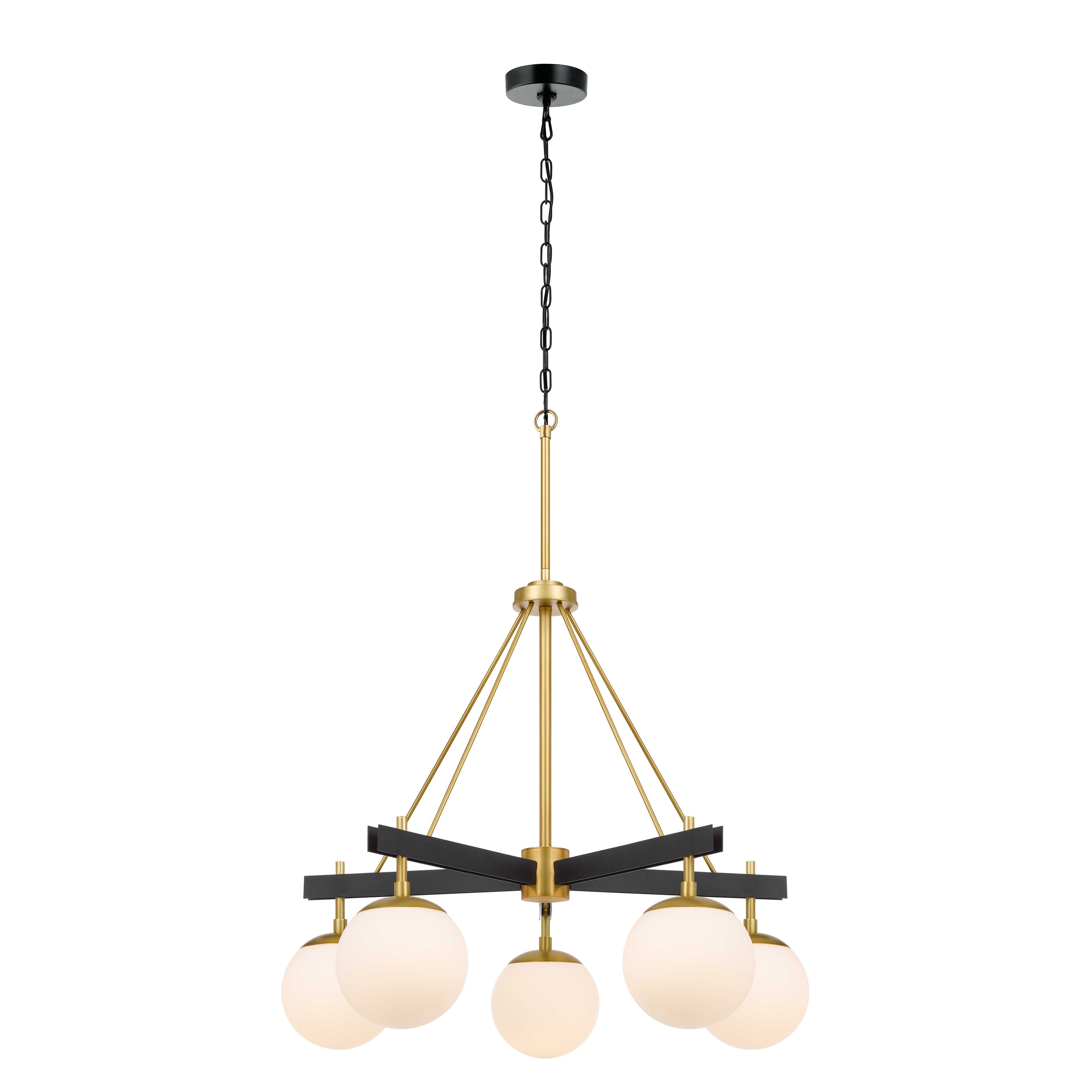 Allie 352C05BLSB 5-Light Chandelier - Black/Satin Brass